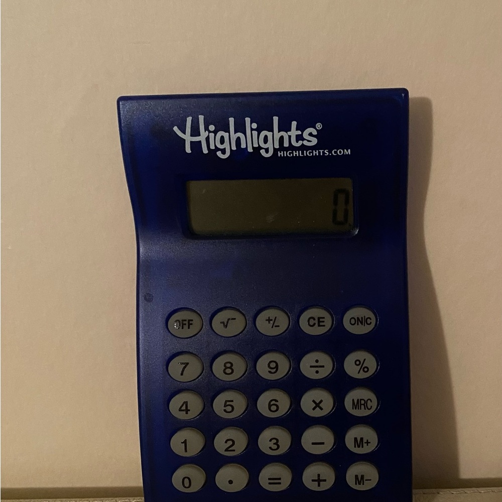 Highlights brand blue calculator